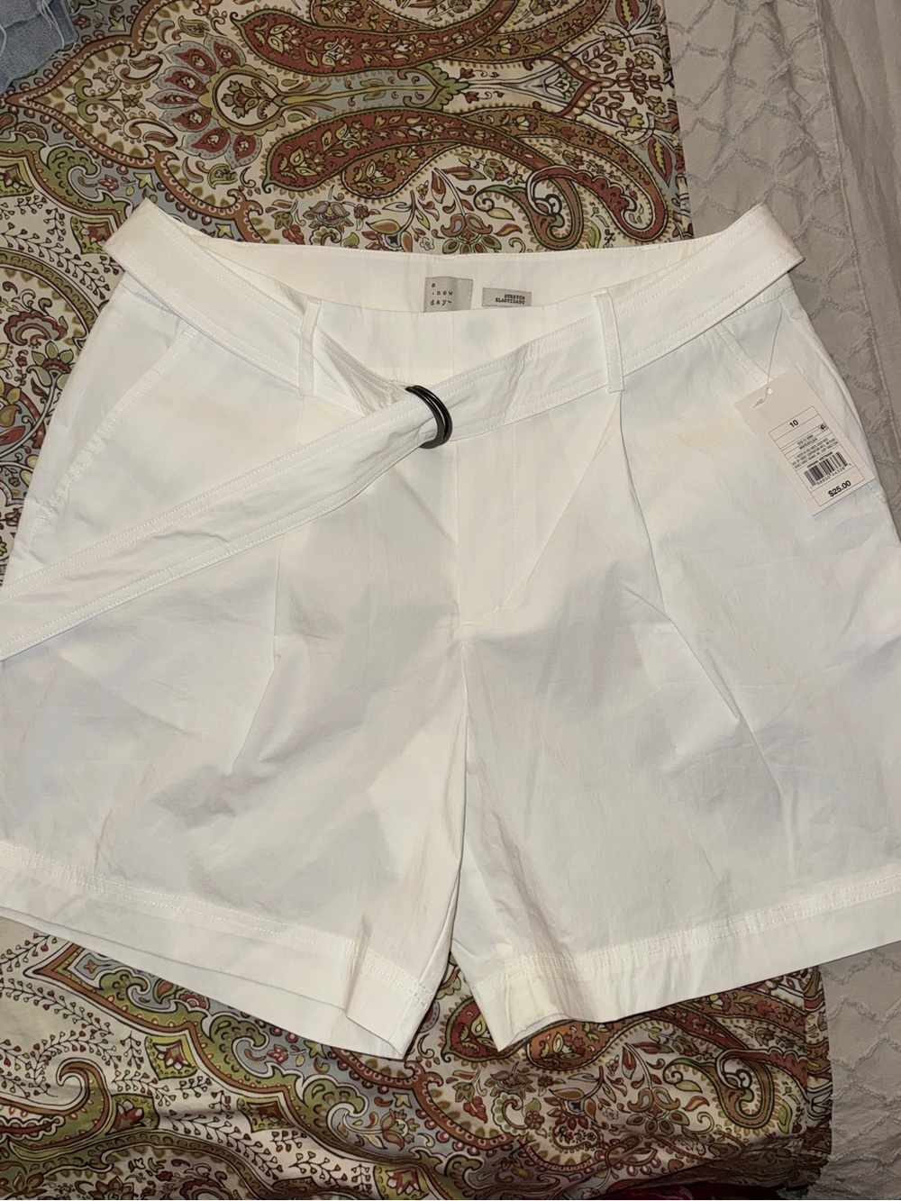 a new day White Belted High-Rise Bermuda Shorts